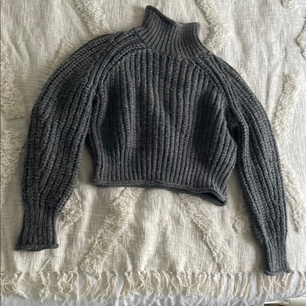 H&M Gray Chunky Knit Cowl Sweater